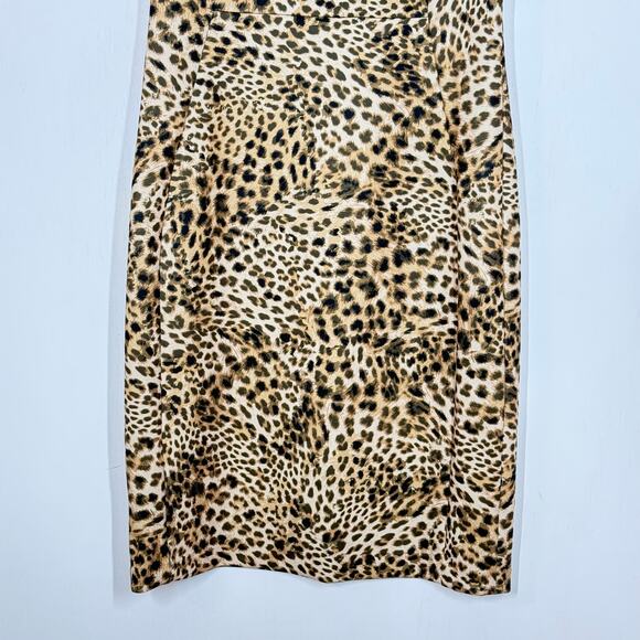 Calvin Klein Sheath Dress Women's Size 10 Tan Leopard Print Sleeveless Cocktail - Picture 4 of 8